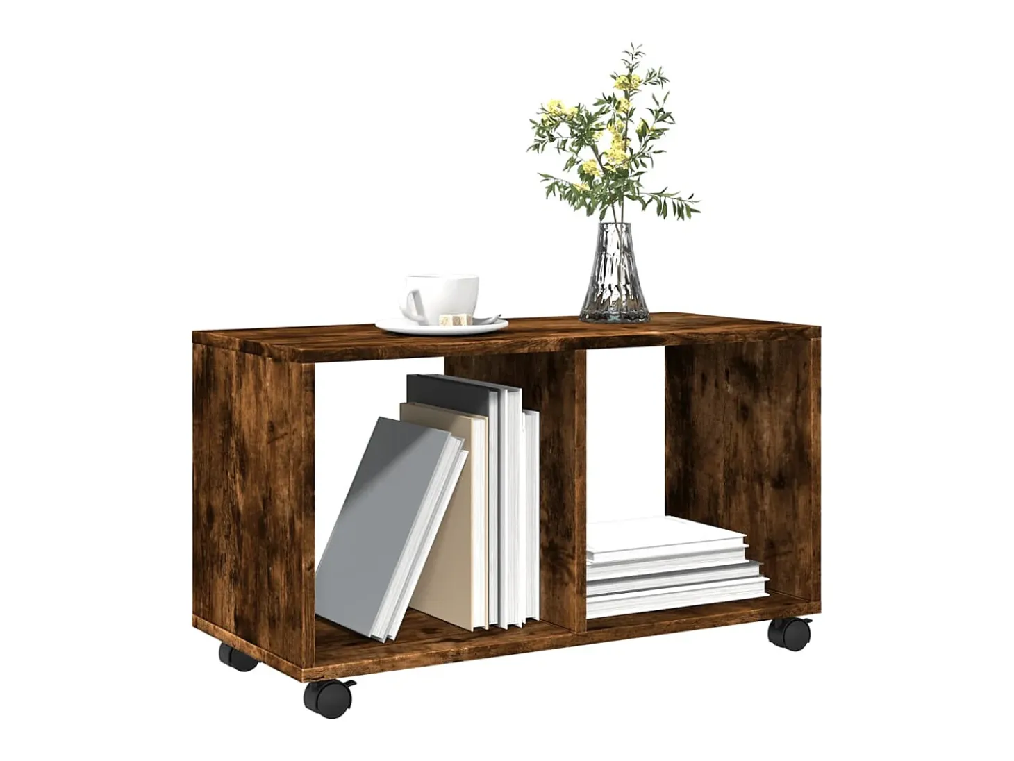 Armario con ruedas madera ingeniería roble ahumado 72x33x42,5cm