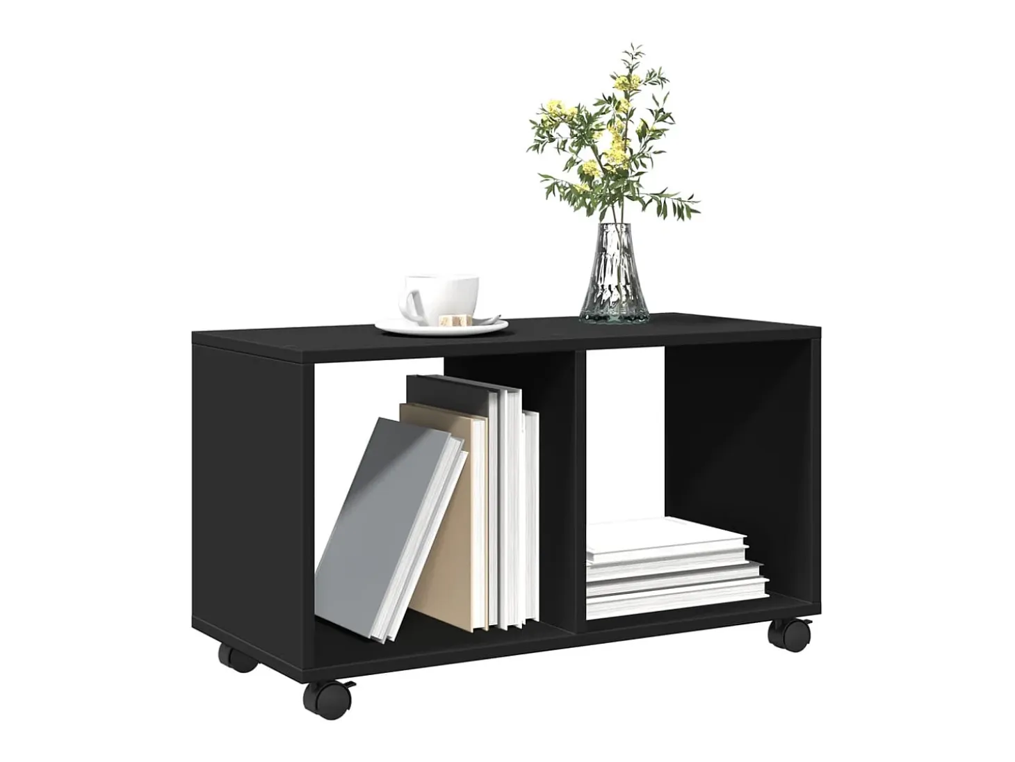 Armario con ruedas madera ingeniería negro 72x33x42,5 cm