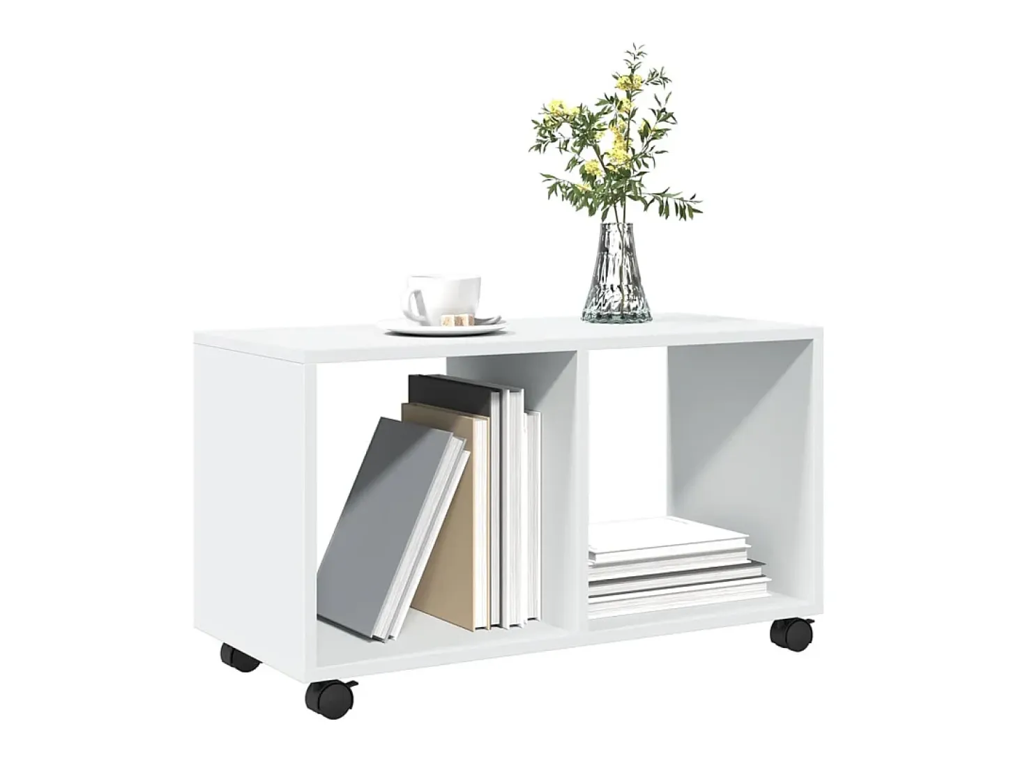 Armario con ruedas madera ingeniería blanco 72x33x42,5 cm