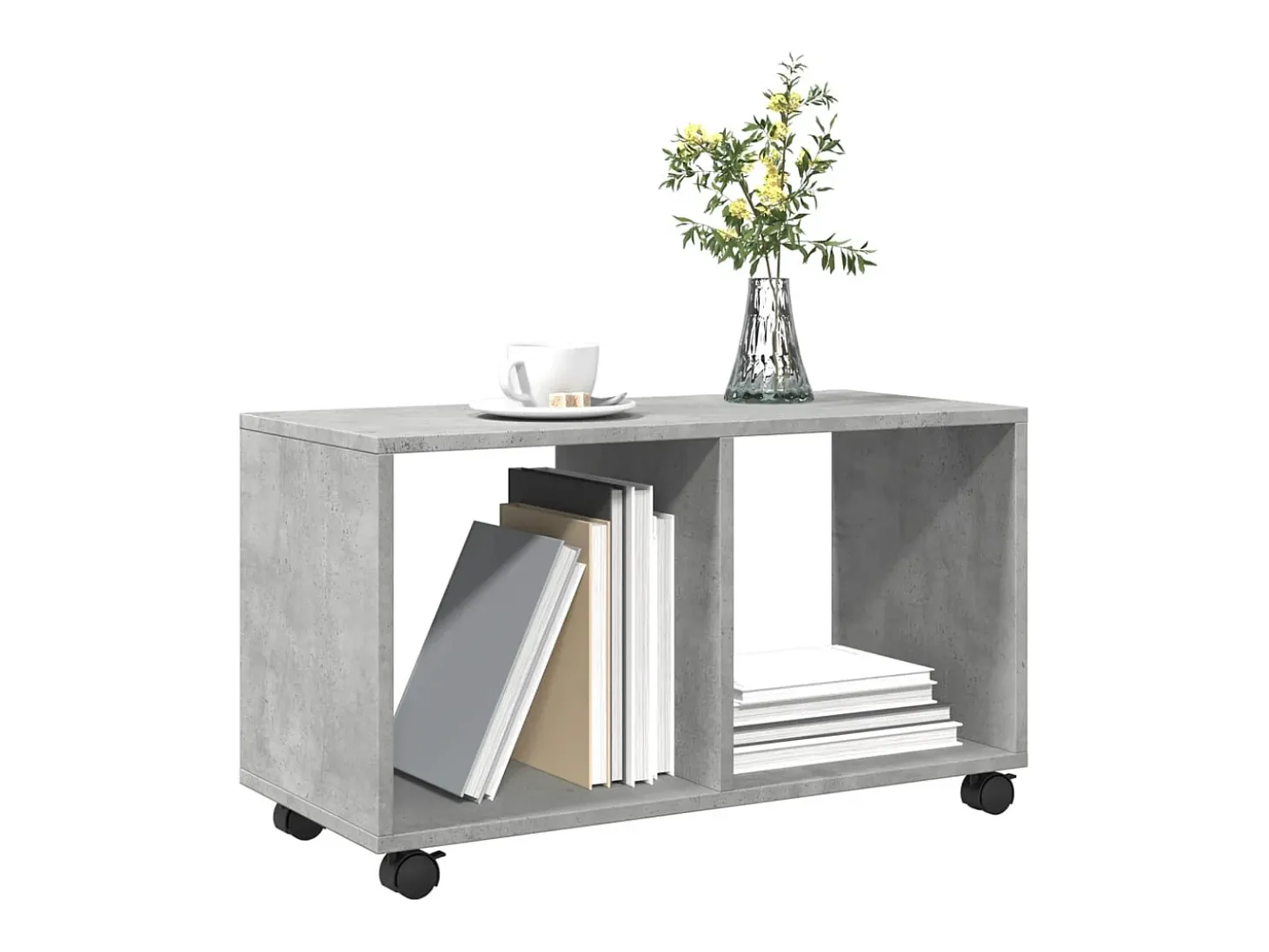Armario con ruedas madera ingeniería gris hormigón 72x33x42,5cm