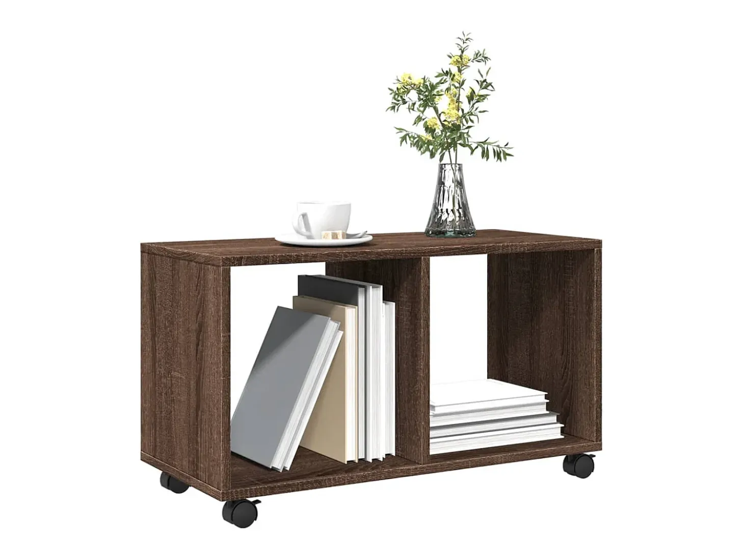 Armario con ruedas madera ingeniería marrón roble 72x33x42,5 cm