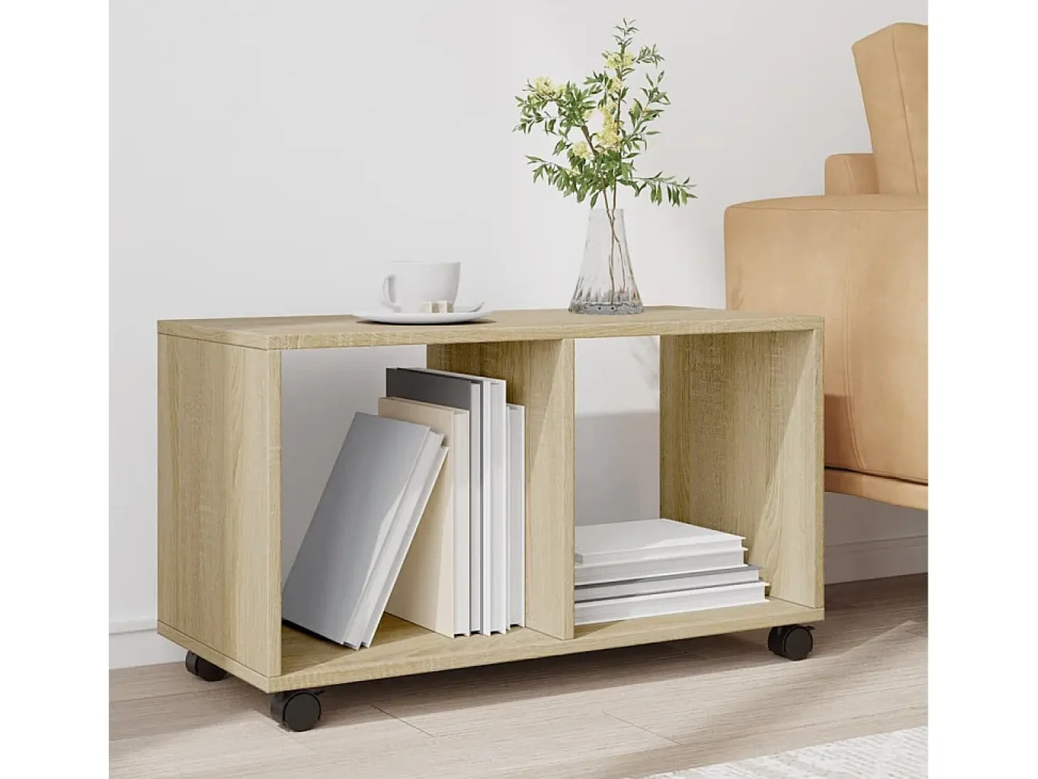 Armario con ruedas madera ingeniería roble Sonoma 72x33x42,5 cm