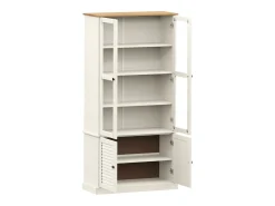 Armario con vitrina VIGO madera maciza pino blanco 85x35x170 cm