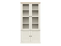 Armario con vitrina VIGO madera maciza pino blanco 85x35x170 cm