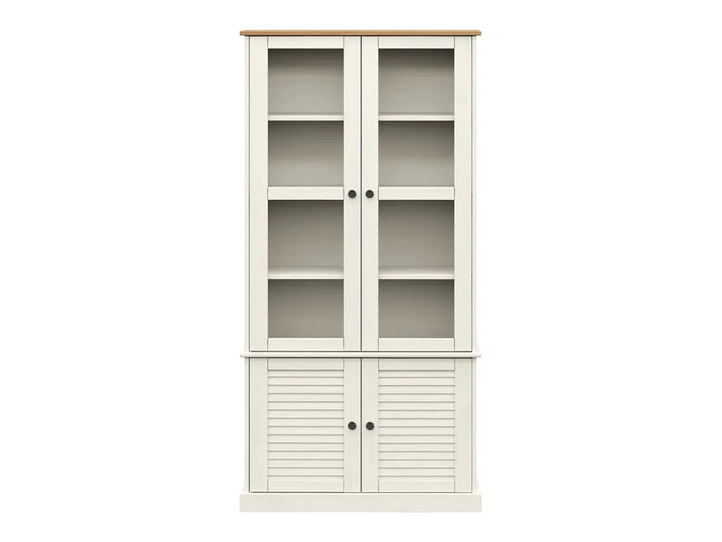 Armario con vitrina VIGO madera maciza pino blanco 85x35x170 cm