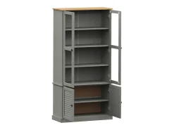 Armario con vitrina VIGO madera maciza pino gris 85x35x170 cm