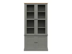 Armario con vitrina VIGO madera maciza pino gris 85x35x170 cm