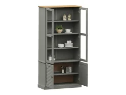 Armario con vitrina VIGO madera maciza pino gris 85x35x170 cm