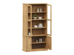 Armario con vitrina VIGO madera maciza de pino 85x35x170 cm
