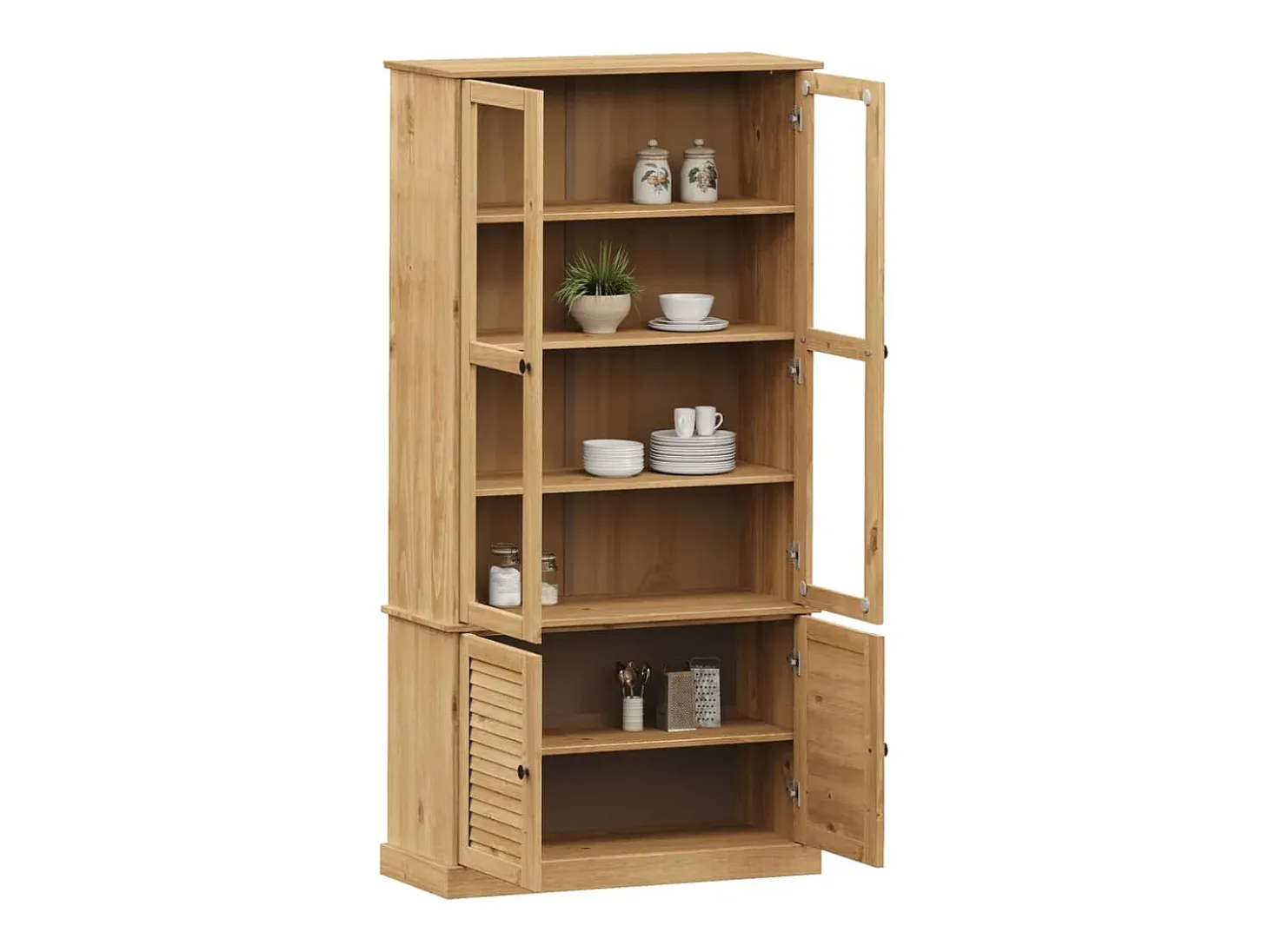 Armario con vitrina VIGO madera maciza de pino 85x35x170 cm