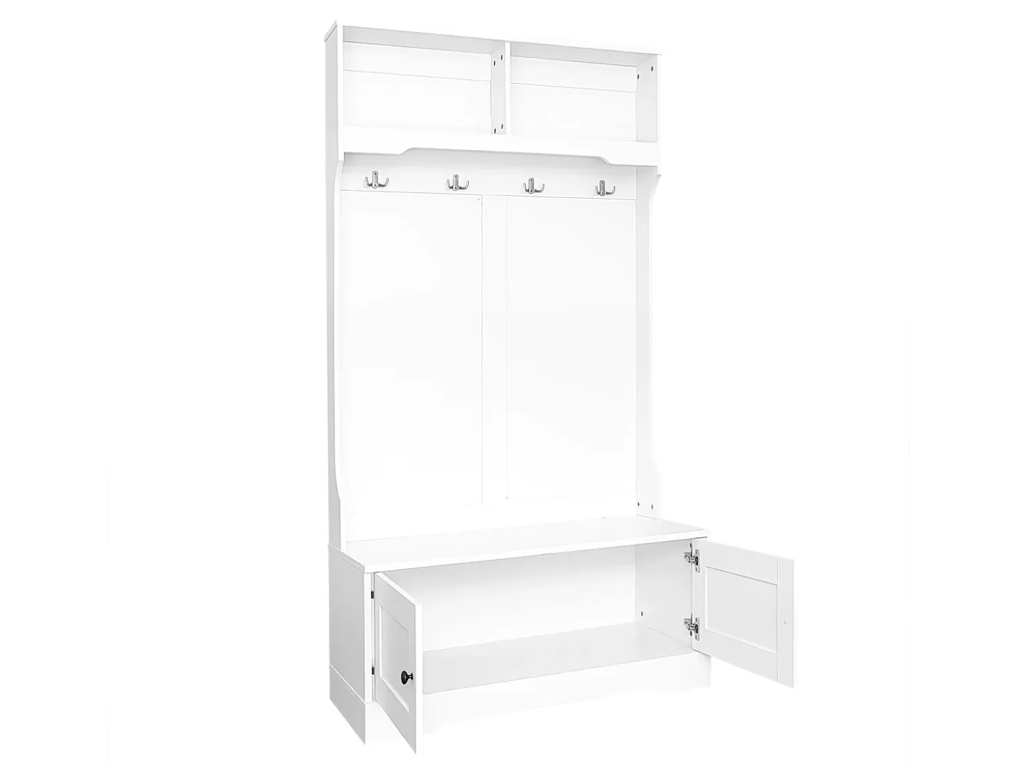 Armario de guardarropa/pasillo con 2 puertas y perchero - 101,5 x 47 x 183 cm - Tablero de partículas - Blanco