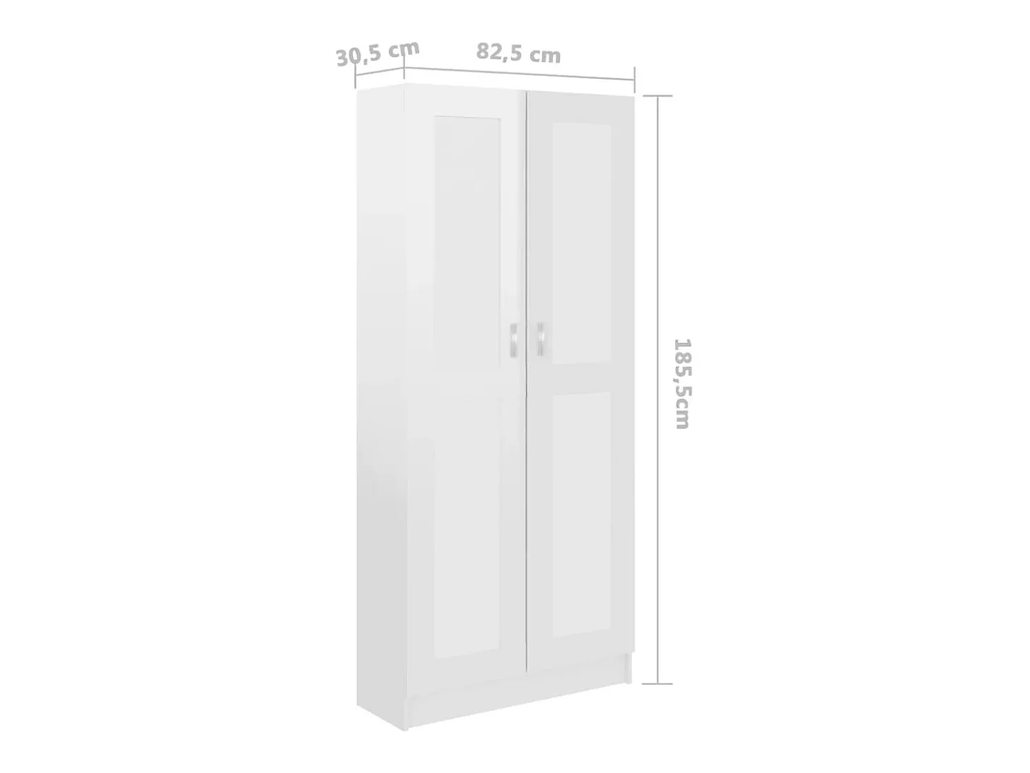 Armario de libros contrachapada blanco brillo 82,5x30,5x185,5cm