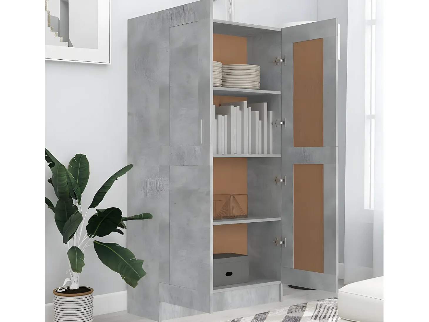 Armario de libros contrachapada gris hormigón 82,5x30,5x150cm