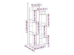 Armario de libros madera contrachapada envejecida 48x25,5x140cm