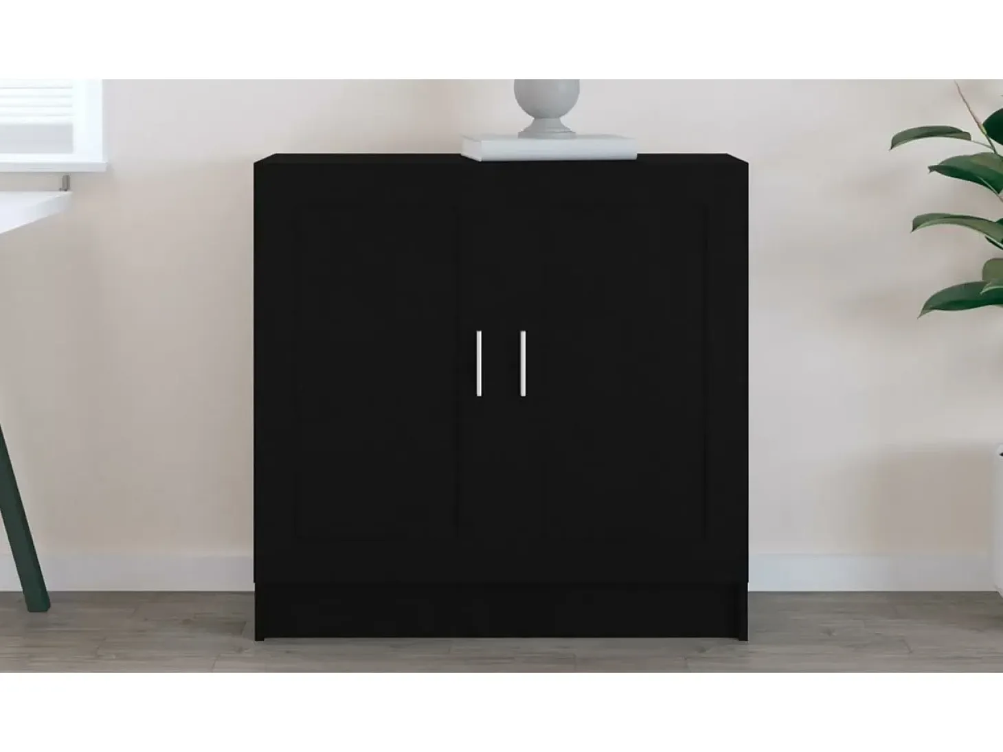 Armario de libros madera contrachapada negro 82,5x30,5x80 cm