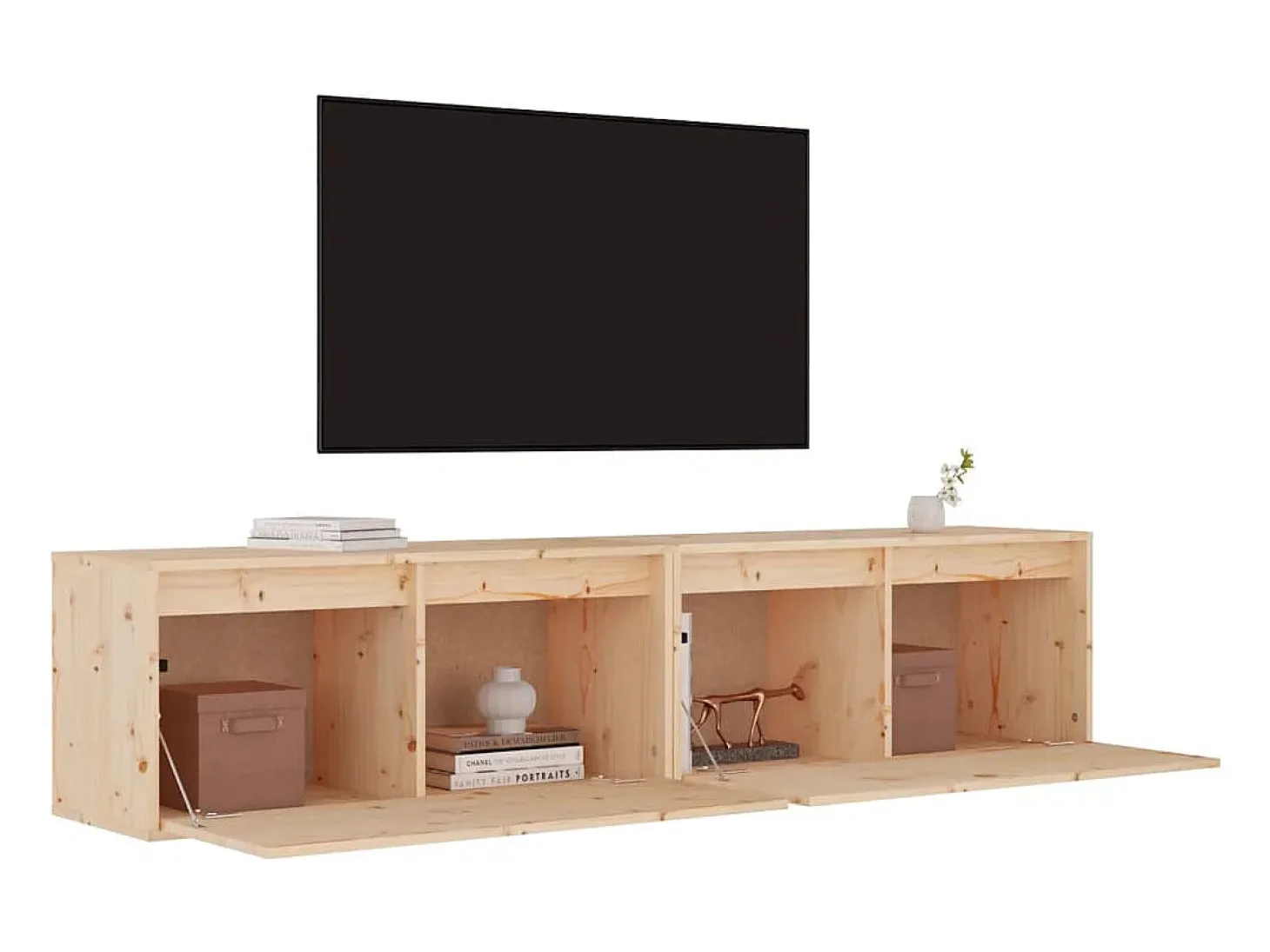 Armario de pared 2 uds madera maciza de pino 80x30x35 cm