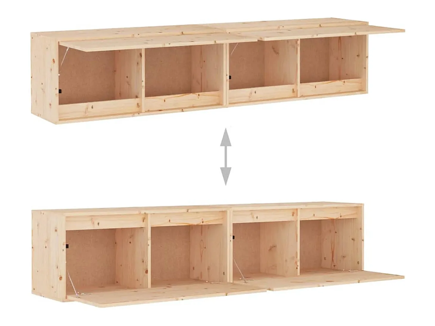 Armario de pared 2 uds madera maciza de pino 80x30x35 cm