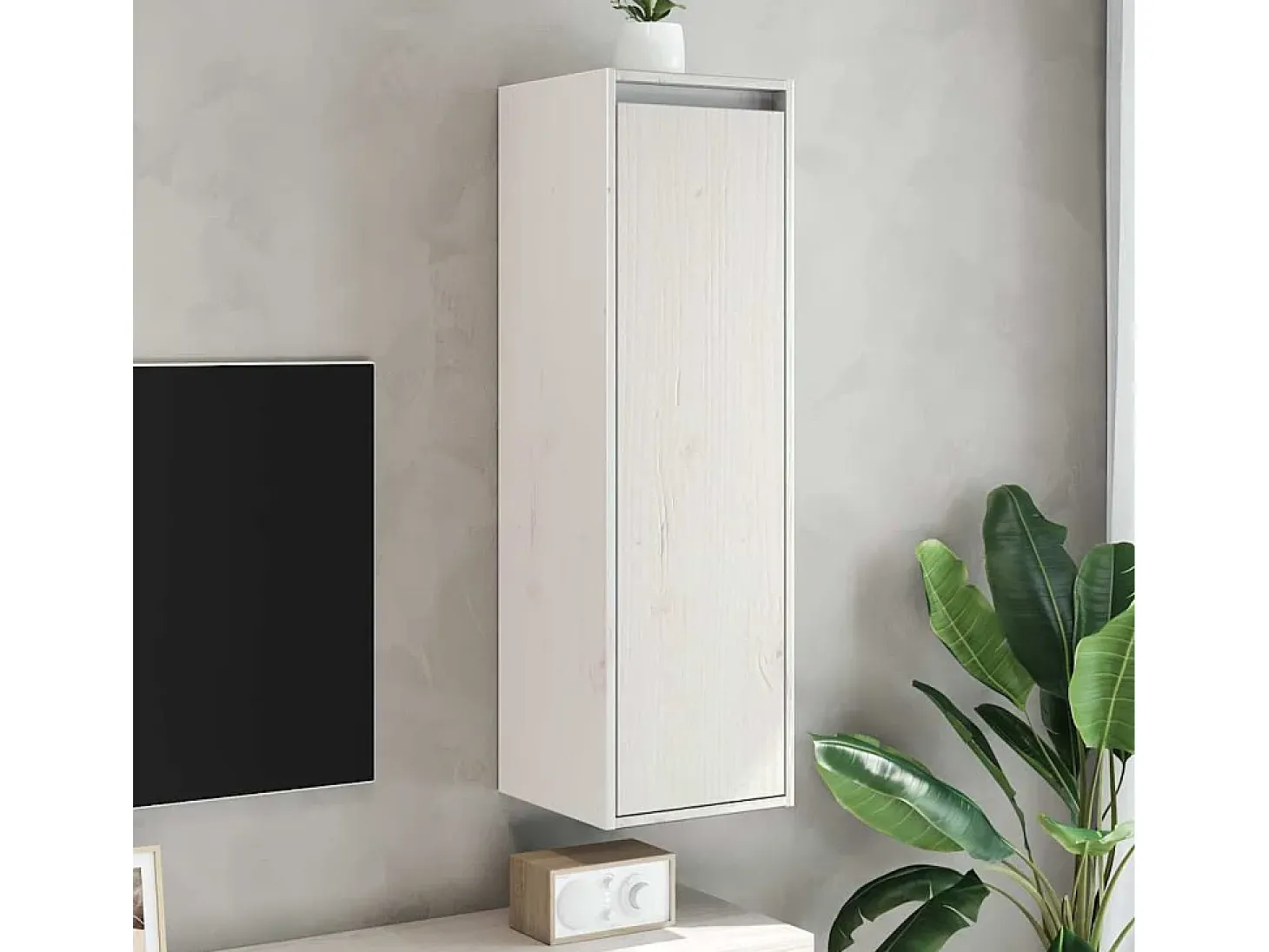 Armario de pared Blanco 30x30x100 cm Madera maciza de pino