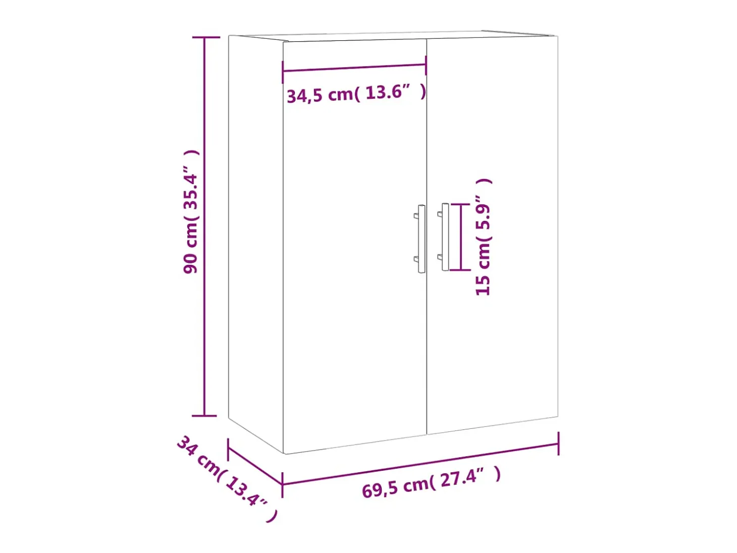 Armario de pared blanco 69,5x34x90 cm