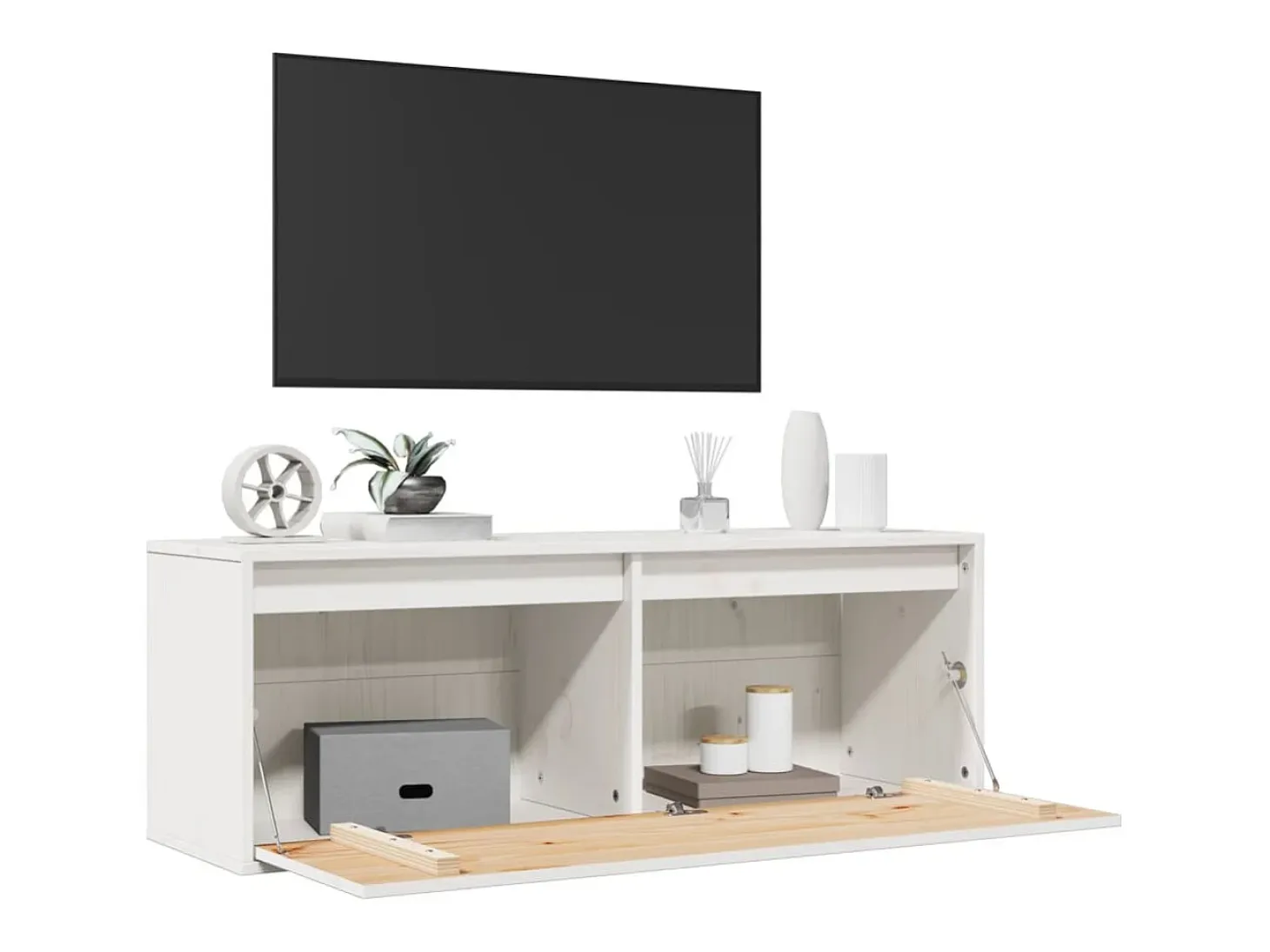 Armario de pared Blanco 100x30x35 cm Madera maciza de pino