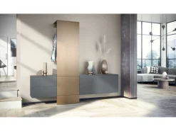 Armario de pared Carlton Set 1, Cuerpo en antracita mate / Panel en aspecto en bronce (208 x 193 x 35 cm)
