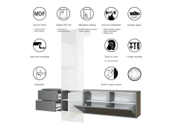 Armario de pared Carlton Set 1, Cuerpo en antracita mate / Panel en roble natural (208 x 193 x 35 cm)