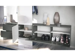 Armario de pared Carlton Set 1, Cuerpo en antracita mate / Panel en roble natural (208 x 193 x 35 cm)