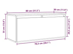 Armario de pared de madera maciza de pino 80x30x35 cm