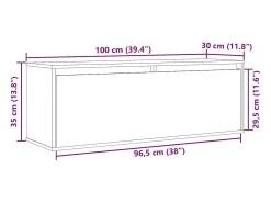 Armario de pared de madera maciza de pino 100x30x35 cm