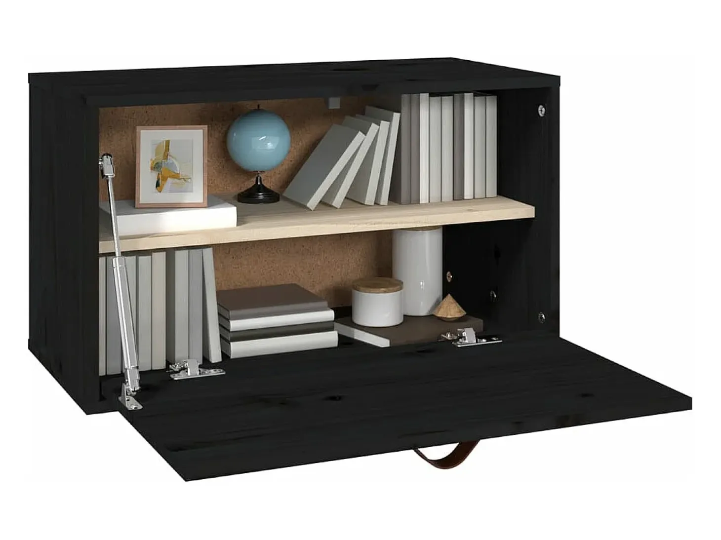 Armario de pared de madera maciza de pino negro 60x30x35 cm