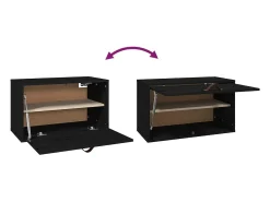 Armario de pared de madera maciza de pino negro 60x30x35 cm
