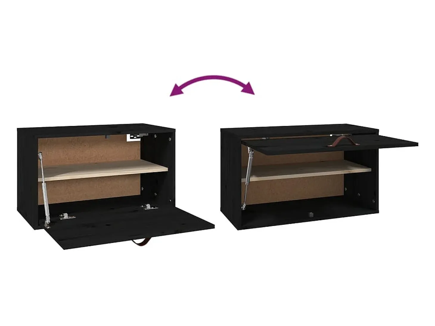 Armario de pared de madera maciza de pino negro 60x30x35 cm