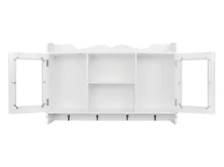 Armario de pared estante expositor vidrio MDF blanco libros/DVD