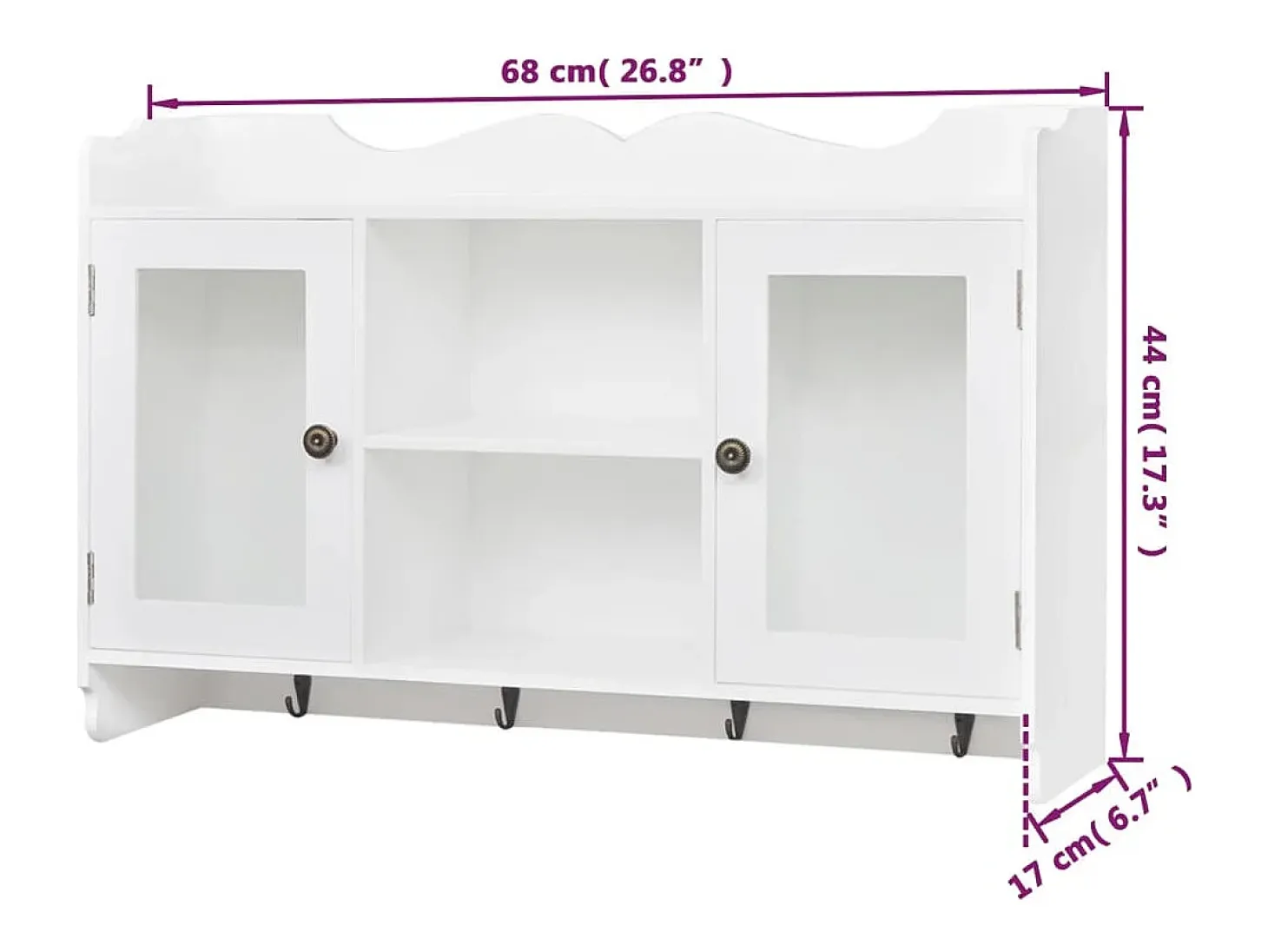 Armario de pared estante expositor vidrio MDF blanco libros/DVD