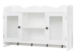 Armario de pared estante expositor vidrio MDF blanco libros/DVD