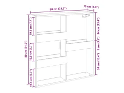 Armario de pared gris hormigón 80x15x80 cm madera de ingeniería