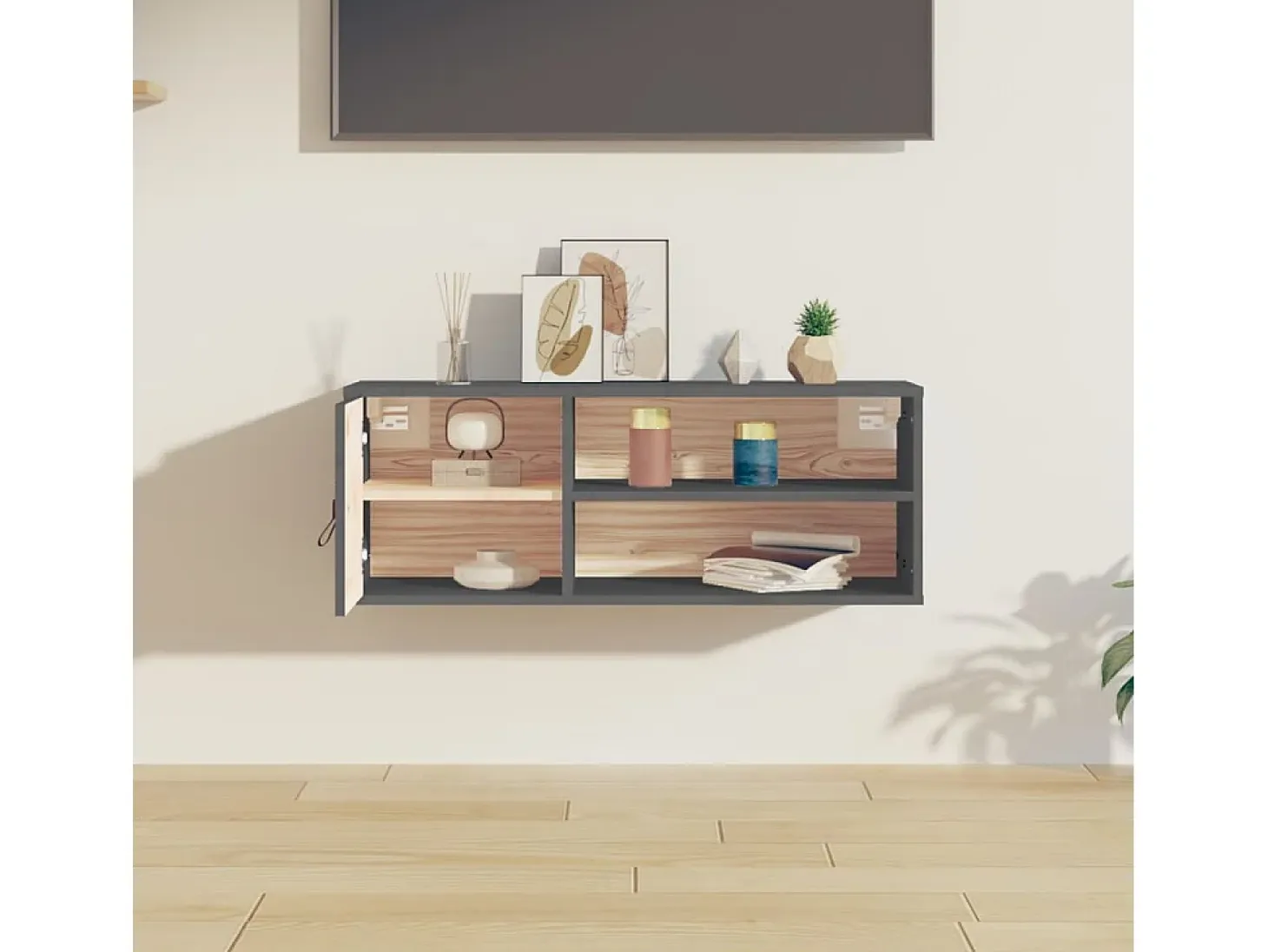 Armario de pared Gris 80x30x30 cm Madera maciza de pino