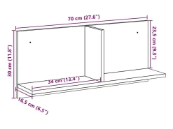 Armario de pared 70x16,5x30 cm gris hormigón madera de ingeniería