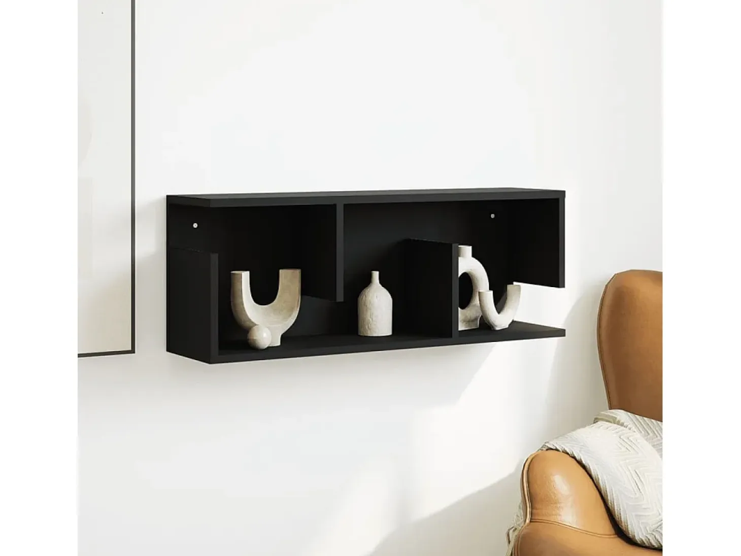 Armario de pared 80x20x30 cm madera de ingeniería negra