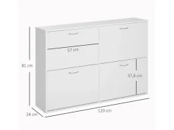 Armario de zapatos blanco 120x24x81 cm HOMCOM