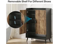Armario de zapatos con puertas, armario de almacenamiento de zapatos de 7 niveles con estantes ajustables