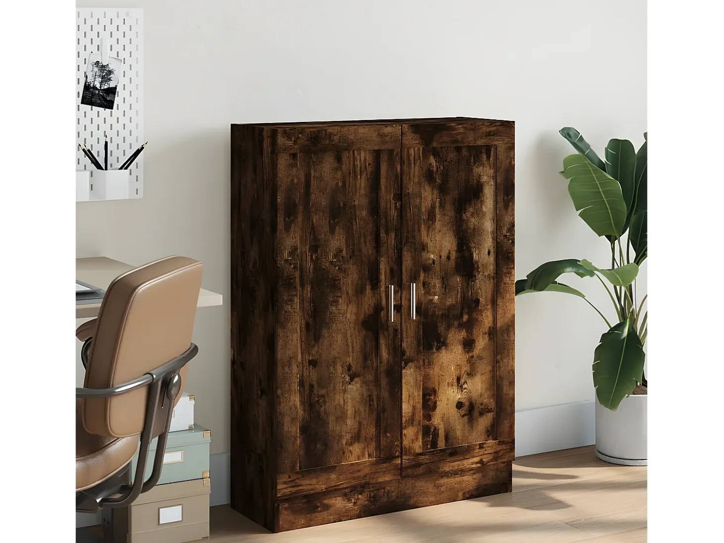 Armario libros madera de ingeniería roble humo 82,5x30,5x115 cm