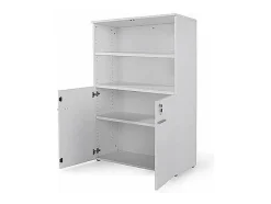 Armario mediano con puertas bajas para oficina o estudio acabado blanco, 141.6 cm(alto)93