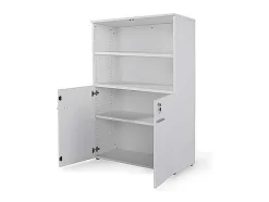 Armario mediano con puertas bajas para oficina o estudio acabado blanco, 141.6 cm(alto)93