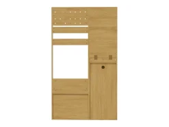 Armario moderno - 105 x 38 x 180 cm - con espejo + ganchos ajustables + 1 puerta + 2 cajones + banco - aglomerado - natural