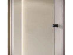 Armario moderno 90 cm armario de entrada con espejo estantes y barra mate beige cachemira