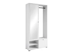Armario moderno 90 cm armario de entrada con espejo estantes y barra mate blanco