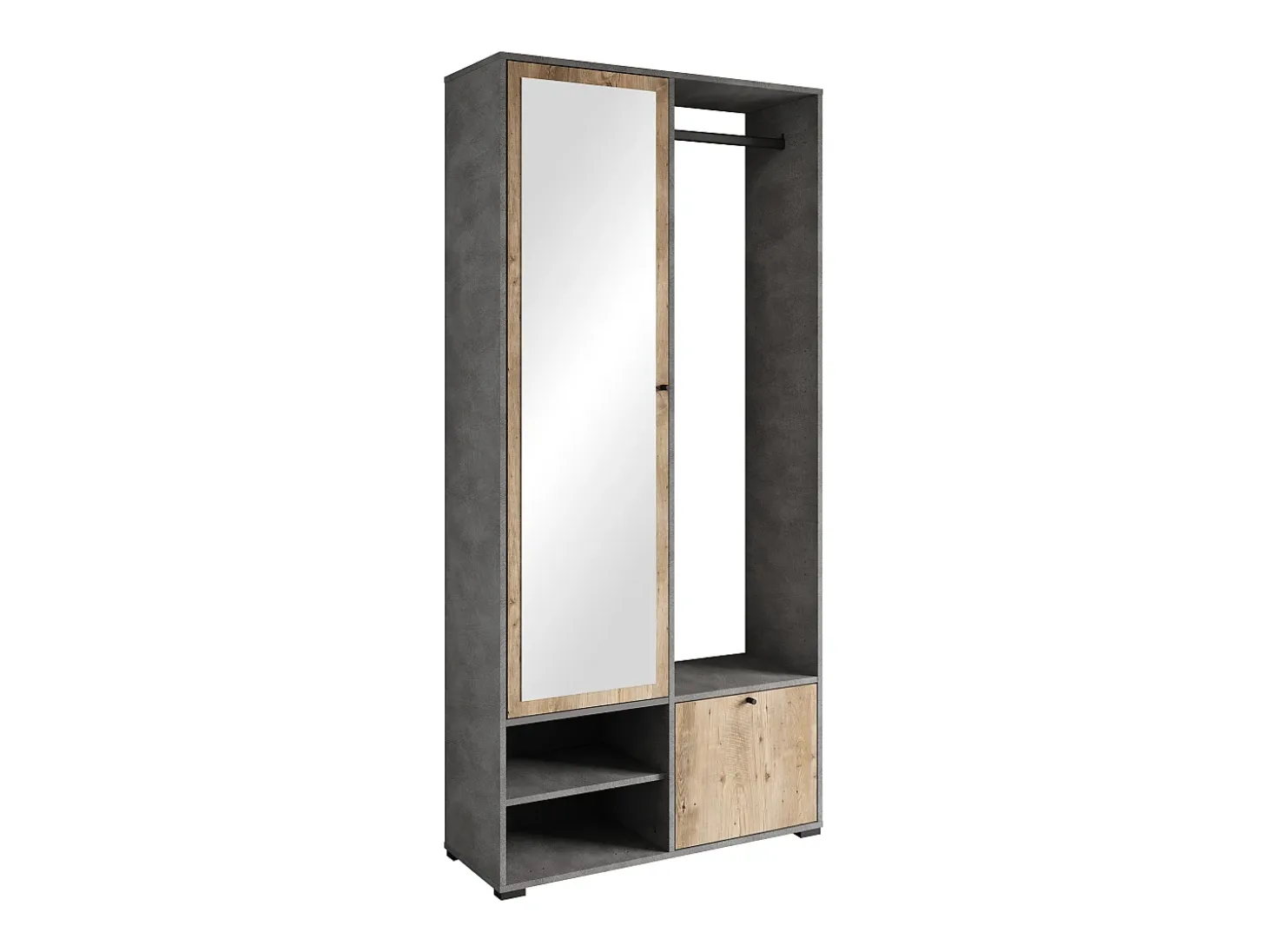 Armario moderno 90 cm armario de entrada con espejo estantes y barra mate matera kastanien breslau