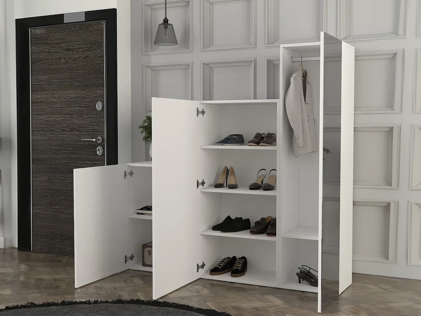 Armario modular con 1 espejo y 3 puertas blanco - TELEZA