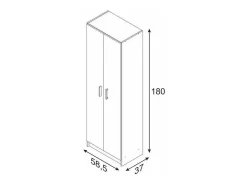 Armario multiusos Milan en acabado blanco de 2 puertas y 3 estantes 58.5 cm(ancho) 180 cm(